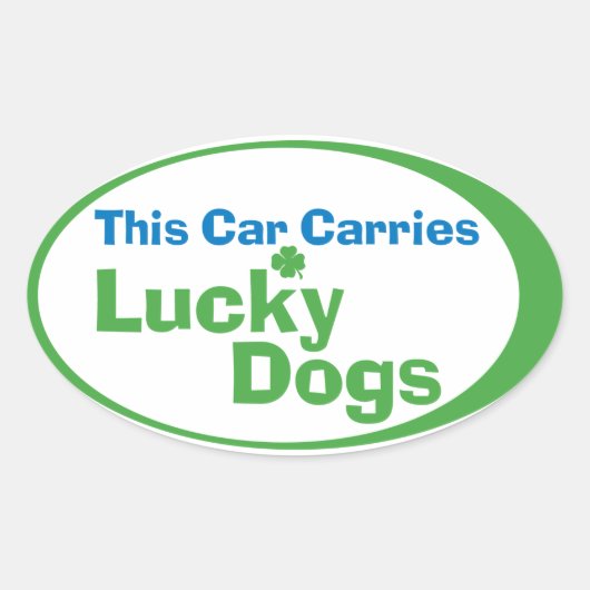 Lucky Dog Oval Bumperstickers (vel van 4) Ovale Sticker (Voorkant)