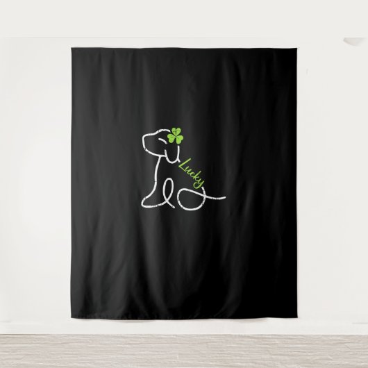 Lucky Dog St Patricks Day Cute Irish Puppy Shamroc Wandkleed (Voorkant)
