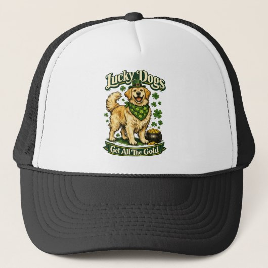 Lucky Dogs Get All The Gold St Patricks Cap Trucker Pet (Voorkant)