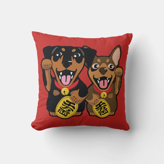 Lucky Dogs - Min Pin Art Illustration Sierkussen (Voorkant)