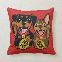 Lucky Dogs - Min Pin Art Illustration Sierkussen