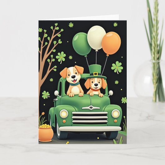 Lucky Dogs Truck Happy St Patricks Card Kaart (Voorkant)