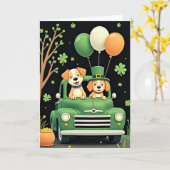 Lucky Dogs Truck Happy St Patricks Card Kaart (Gele Bloem)