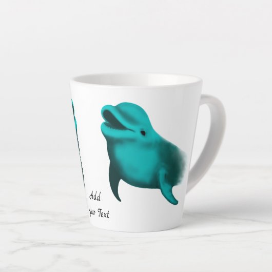 Lucky Dolphin - Voeg Jouw tekst toe Latte Mok (Rechterhoek)