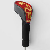 Lucky Dragon Majesteit, Regal Red & Gold Golfheadcover (Schuin)