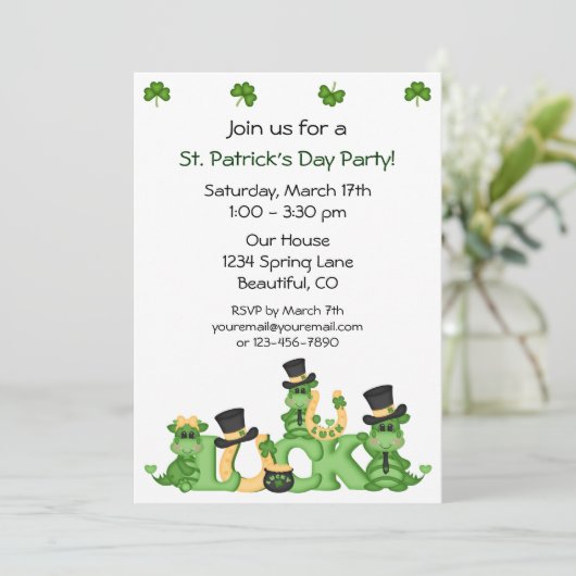 Lucky Dragons St Patrick's Day Uitnodiging (Staand voorkant)