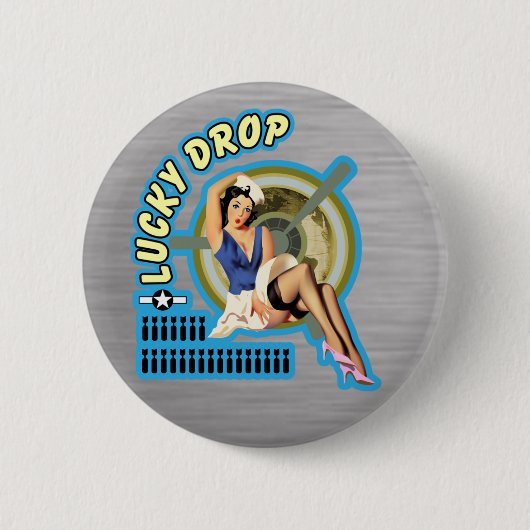 Lucky Drop WWII Nose Art Ronde Button 5,7 Cm (Voorkant)