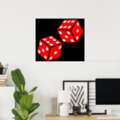 LUCKY DUBBELE ZES DICE RED DICE DICE POSTER (Thuiskantoor)