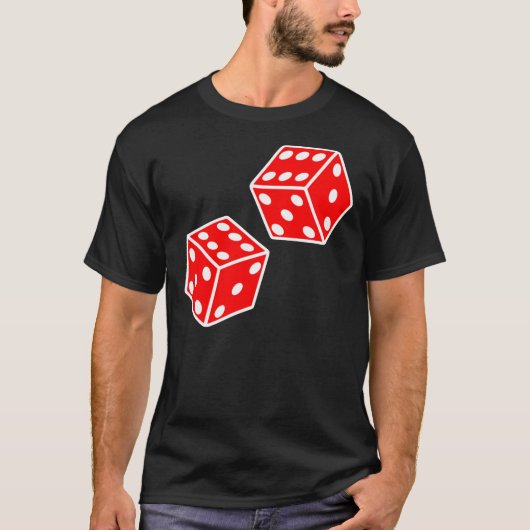 LUCKY. DUBBELE ZES. DICE, RED DICE, Gooi de Dice. T-shirt (Voorkant)