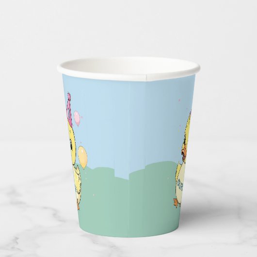 Lucky Duck 1e Verjaardag Duckie Partyware Papieren Bekers (Rechts)