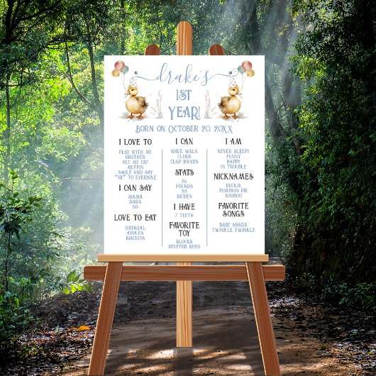 Lucky Duck 1e Verjaardag Milestone Poster