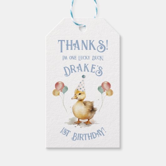 Lucky Duck 1e verjaardagsfeestje Cadeaulabel (Voorkant)