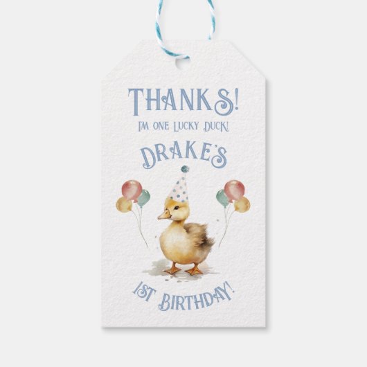 Lucky Duck 1e verjaardagsfeestje Cadeaulabel (Achterkant)