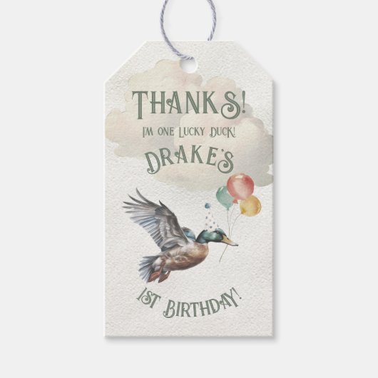 Lucky Duck 1e verjaardagsfeestje Cadeaulabel (Voorkant)