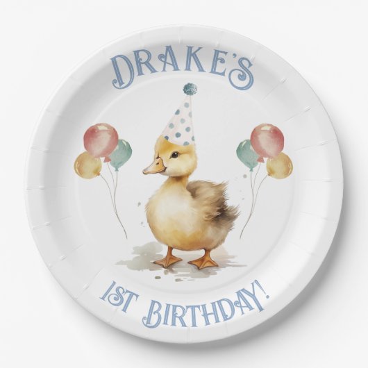 Lucky Duck 1e verjaardagsfeestje Papieren Bordje (Voorkant)