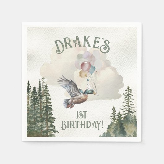 Lucky Duck 1e verjaardagsfeestje Servet (Voorkant)