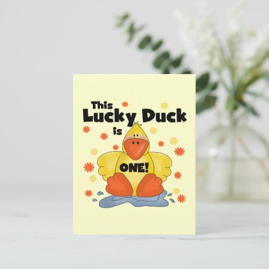 Lucky Duck 1st Birthday T-shirts en cadeautjes Briefkaart (Staand voorkant)