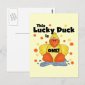 Lucky Duck 1st Birthday T-shirts en cadeautjes Briefkaart (Voorkant / Achterkant)