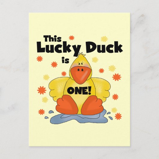 Lucky Duck 1st Birthday T-shirts en cadeautjes Briefkaart (Voorkant)