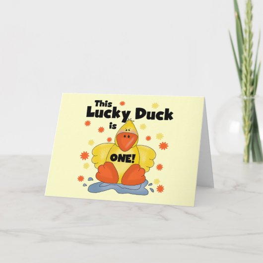Lucky Duck 1st Birthday T-shirts en cadeautjes Kaart (Voorkant)