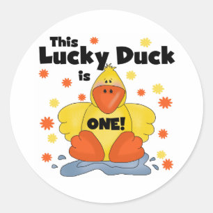 Lucky Duck 1st Birthday T-shirts en cadeautjes Ronde Sticker