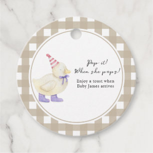 Lucky Duck Baby Shower knal het! Als ze arriveert Bedankjes Labels