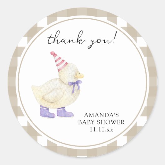 Lucky Duck-Baby shower Ronde Sticker (Voorkant)