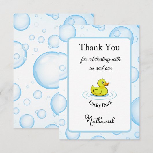 Lucky Duck Bedankkaart Kinderverjaardag (Voorkant / Achterkant)