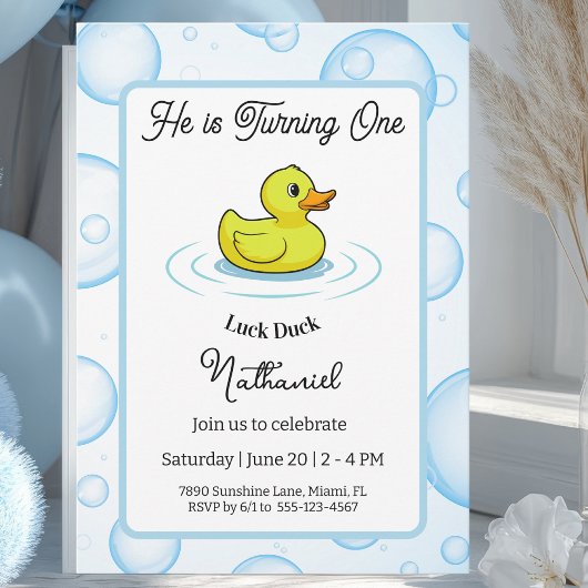 Lucky Duck Birthday Invitation Card for Kids Kaart
