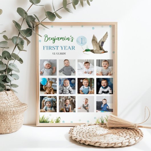 Lucky Duck Boy Eerste Jaar Foto Milestone Sign Poster