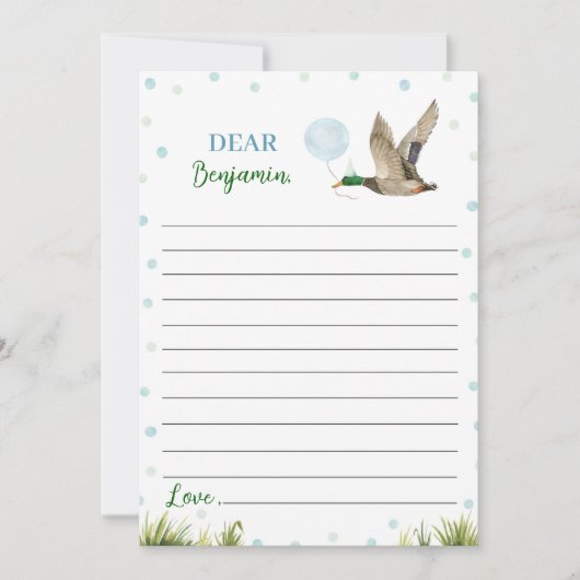 Lucky Duck Boy Time Capsule Note Bericht Kaart (Voorkant)