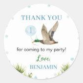 Lucky Duck Boy Verjaardag Ronde Sticker (Voorkant)