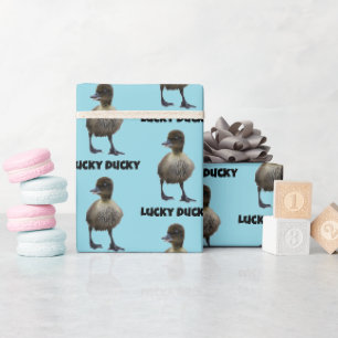Lucky Duck Funny Schattige Duckling Bird Fotokunst Cadeaupapier