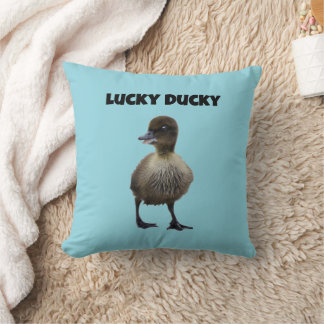 Lucky Duck Funny Schattige Duckling Bird Fotokunst Kussen