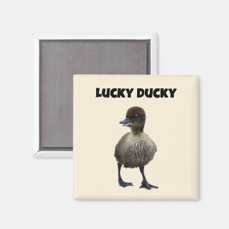 Lucky Duck Funny Schattige Duckling Bird Fotokunst Magneet
