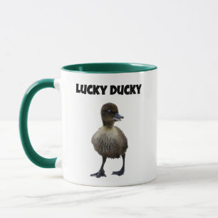 Lucky Duck Funny Schattige Duckling Bird Fotokunst Mok