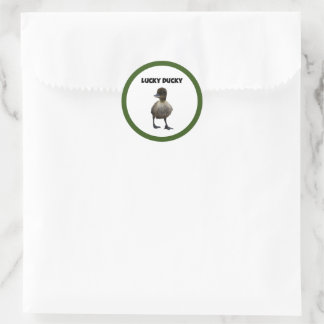 Lucky Duck Funny Schattige Duckling Bird Fotokunst Ronde Sticker