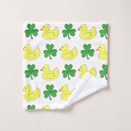 Lucky Duck Irish Shamrock Clover Rubber Ducky Bad Handdoek (Wasdoekje)