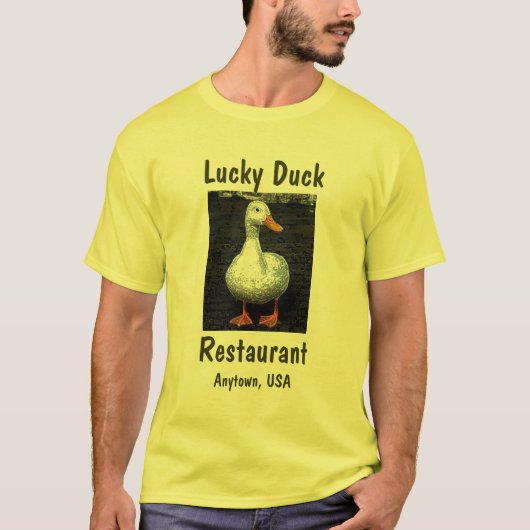Lucky Duck, Restaurant, voeg je Hometown toe T-shirt (Voorkant)
