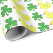 Lucky Duck Rubber Ducky Duckie Shamrock Klaver Cadeaupapier (Rol Hoek)
