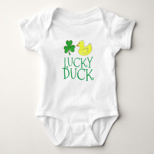 Lucky Duck Rubber Ducky Green Shamrock Clover Luck Romper