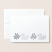 LUCKY DUCK Rubber Ducky Shamrock Clover Congrates Folie Kaarten (Voorkant met envelop)