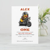 Lucky Duck Schattigee Peuter 1e Verjaardag Motorcy Kaart (Staand voorkant)