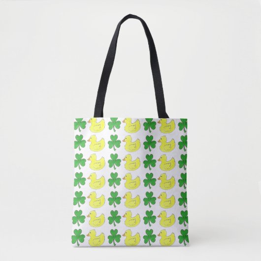 Lucky Duck Shamrock Clover St. Patrick's Day Tote Bag (Voorkant)
