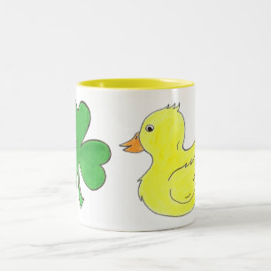 Lucky Duck Shamrock Ducky Saint Patrick's Day Tweekleurige Koffiemok