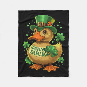 Lucky Duck Shamrock Grappig St Patricks Dag Waterf Fleece Deken