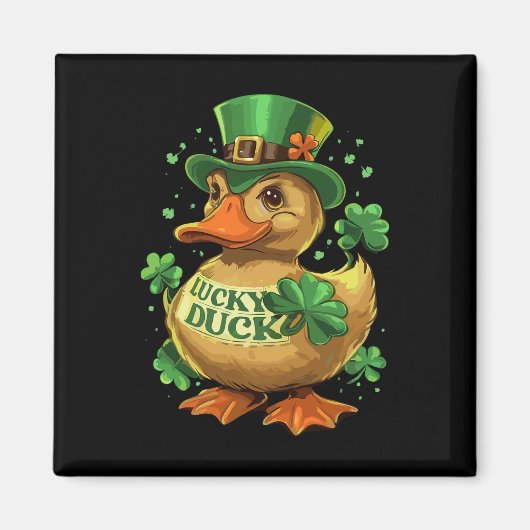 Lucky Duck Shamrock Grappig St Patricks Dag Waterf Magneet (Voorkant)