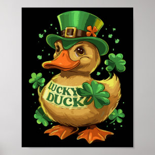 Lucky Duck Shamrock Grappig St Patricks Dag Waterf Poster