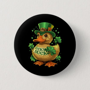 Lucky Duck Shamrock Grappig St Patricks Dag Waterf Ronde Button 5,7 Cm