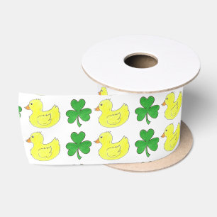 Lucky Duck Shamrock Happy St. Patrick's Day Satijnen Lint
